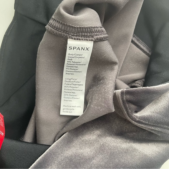 SPANX Grey Velvet Tummy Control High Waisted Tights Leggings Size M - Picture 11 of 11